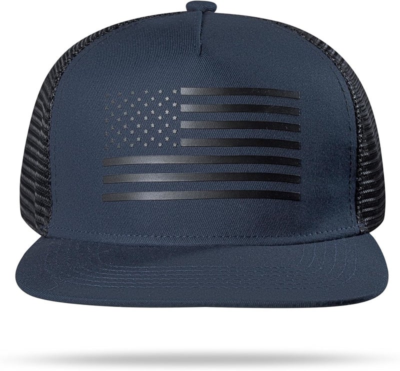 UALON Baseball Cap, Snapback Trucker Hat for Men & Women with American Flag and Adjustable, Breathable Mesh, Flat Bill Hats - Image 3